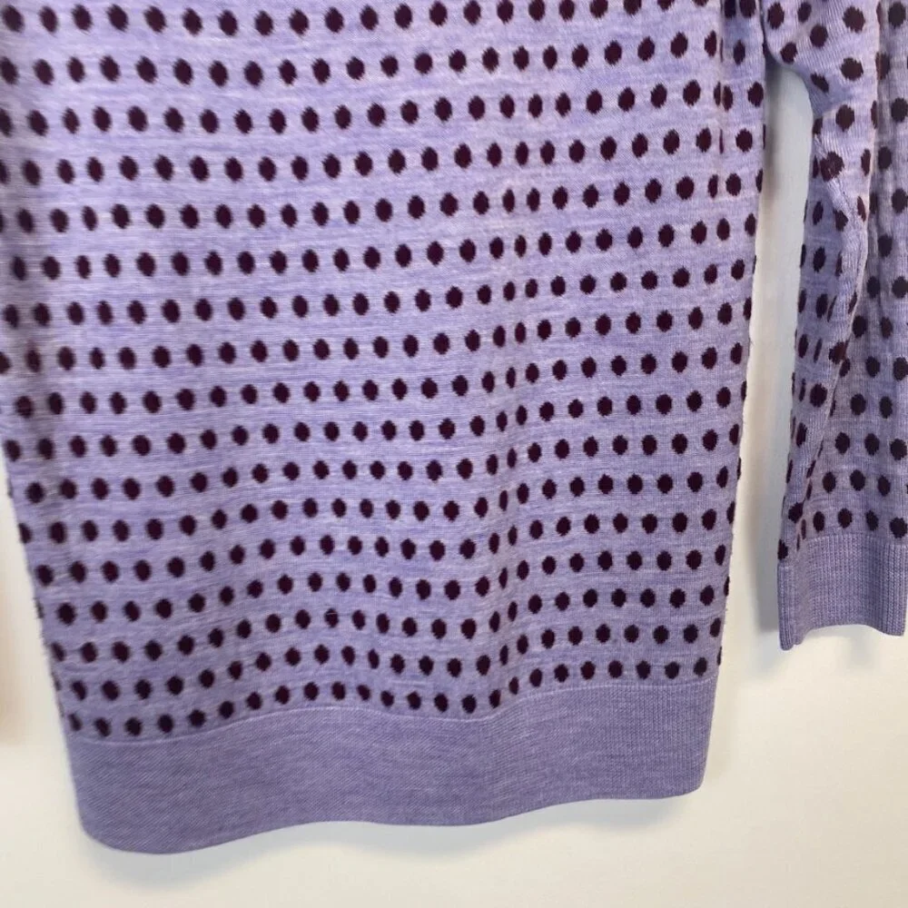 J. Crew 100% Merino Wool Purple Polka Dot Sweater